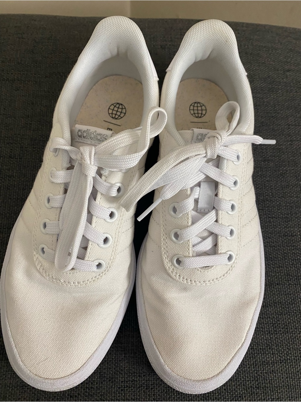 Women’s White Cloth Adidas Lace Up Sneakers Size 6.5